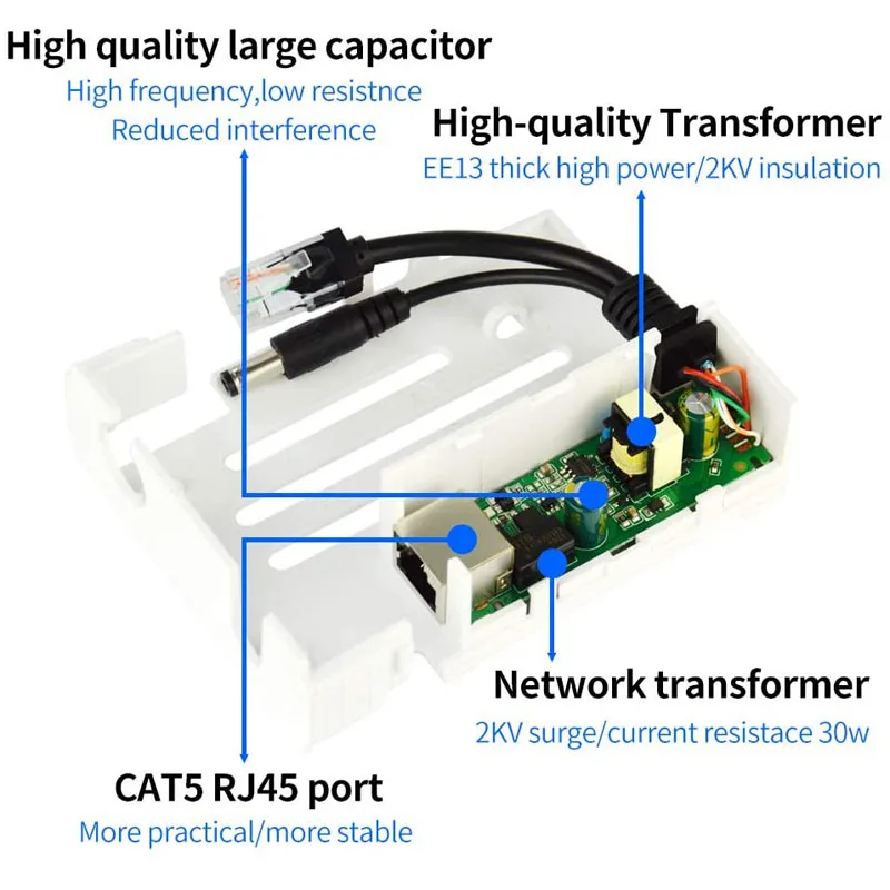 STEAMEMO-Divisor POE Ativo Impermeável para Câmera IP, AP Sem Fio, CCTV, Entrada para Saída DC, 12V, 10 m, 100m, 48V