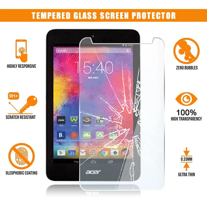 For Acer Iconia One 7 B1-750 7 Inch Full Tablet Tempered Glass 9H Premium Scratch Proof HD Clear Film Protector Cover