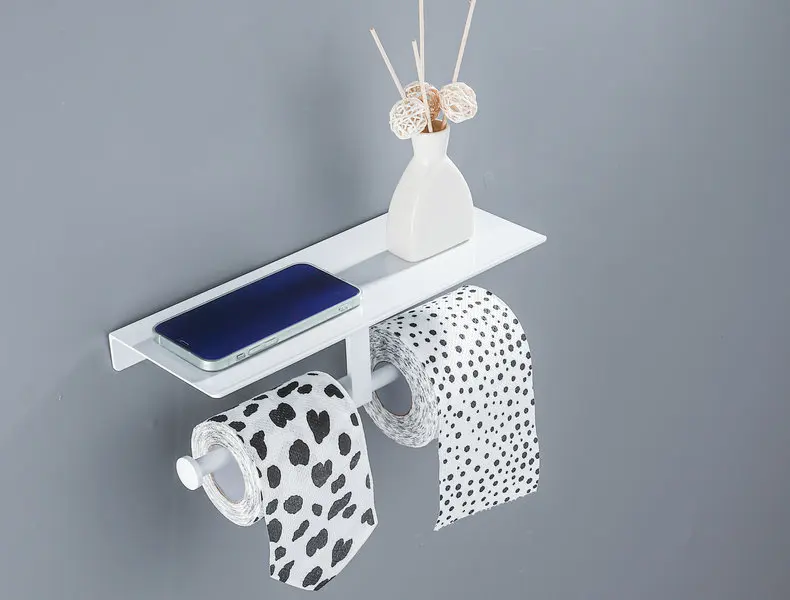 Wit Papier Houder Badkamer Hardware Telefoon Rack Wc Plank Ruimte Aluminium Papier Rack