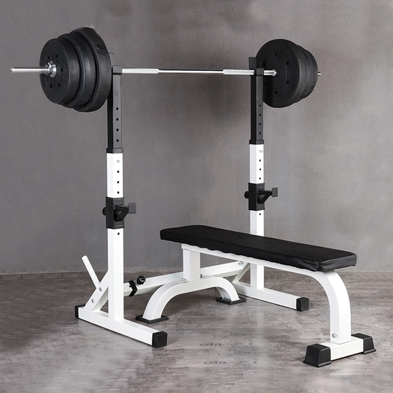 One-Piece Barbell Squat Rack Stand Steel Barbell Stand Weight Lifting Adjustable Height Barbell Frame Indoor Fitness Equipment