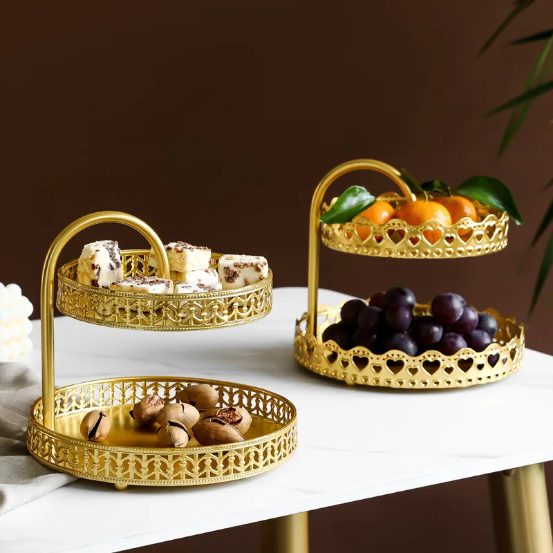 Creative Double Fruit Tray for Snack Jewelry Storage, Modern Home European-Style Simple Desktop Snack Rack