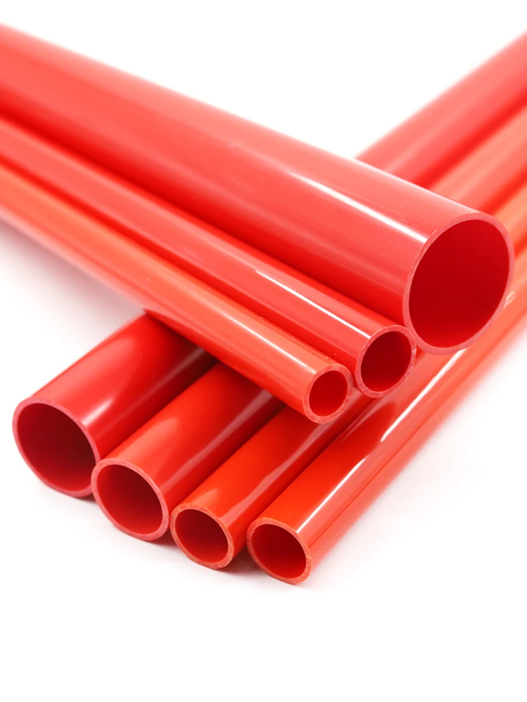 1PC Red OD 32mm PVC Pipe Aquarium Fish Tank Pipe Garden Irrigation Watering Hydroponic Planting Frame Tube 49~50cm Long