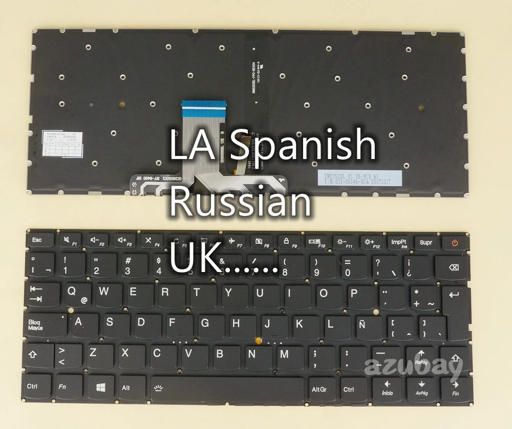 LA Spanish Russian UK Keyboard For Lenovo Ideapad 510s-13isk 510s-13ikb 710S-13isk 710S-13ikb SN20K82343 PM2CB- LA RU UK Backlit