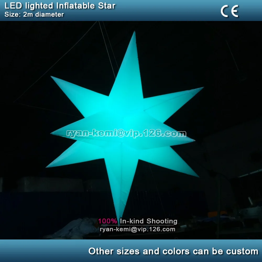 

Free shipping 2 meters LED lighted inflatable star for decoration inflatable star with color changing LED light