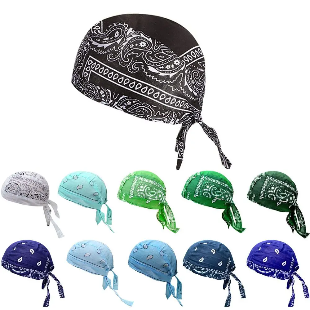 Quick Dry Cotton Pirate Hat Elastic Adjustable Cancer Chemo Cap Men Women Outdoor Sport Print Color Bandana Cycling Headscarf