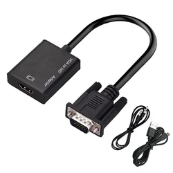 Cable adaptador VGA macho a HDMI, convertidor hembra compatible con salida de Audio 1080P, adaptador VGA HD para PC, portátil, proyector HDTV