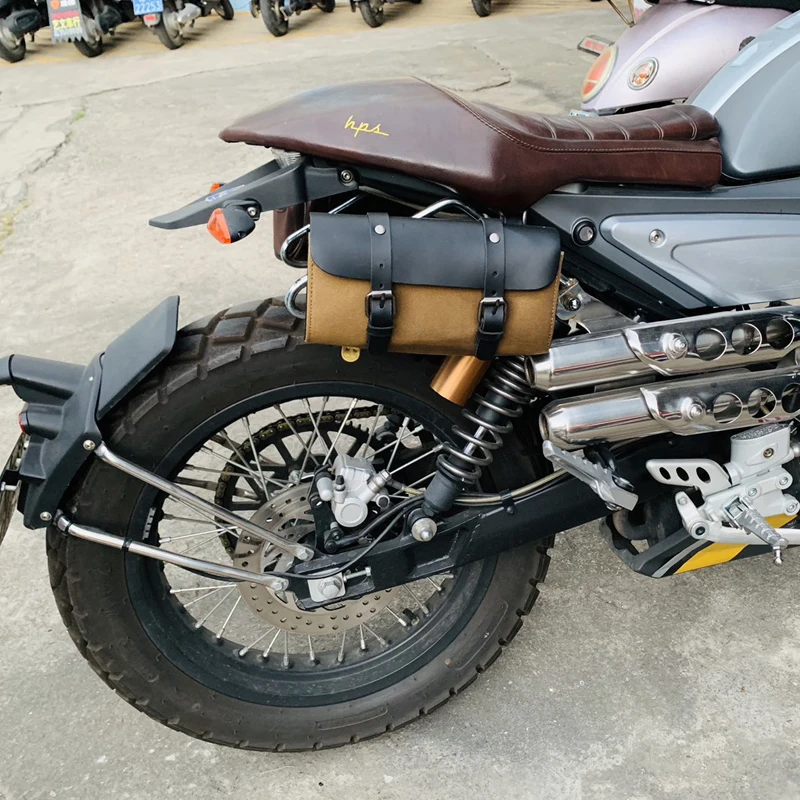 Sac de queue de moto vintage, sacs à outils de fourche étanches, rangement en toile cirée, poudres de voyage, sac à bagages avant pour Harley