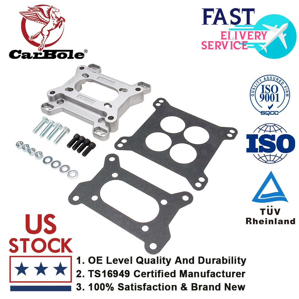 Carbole 4-Bolt Carburetor Adapter Kit 2bbl to 4bbl Adapter Plate Kit for Holley 2 Barrel 1933