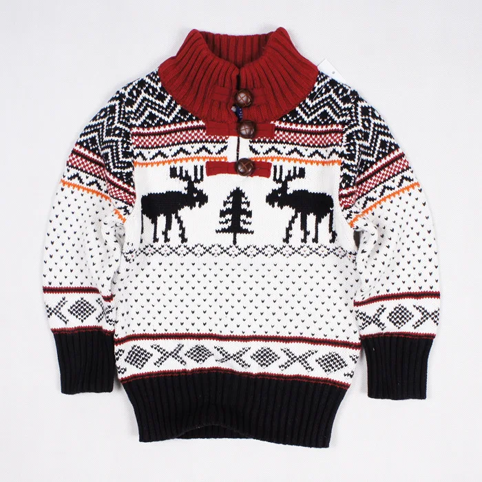 

Christmas Children's Sweaters A Generation of European and American Boys Elk Casual Cotton Woven Flowers Big Children