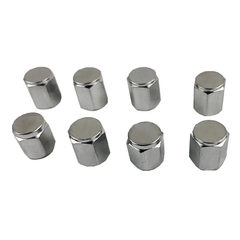 Brass (8 Pack) Tire Valve Caps Silver Aluminum Hexagonal Cap