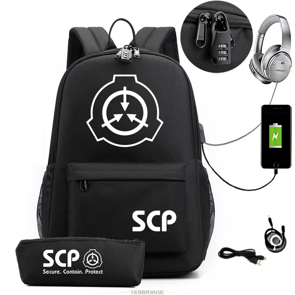 Anime zaino Cosplay Cartoon Game SCP borse a tracolla da viaggio borse da scuola per adolescenti + astuccio a tracolla lavoro tempo libero Mochilas