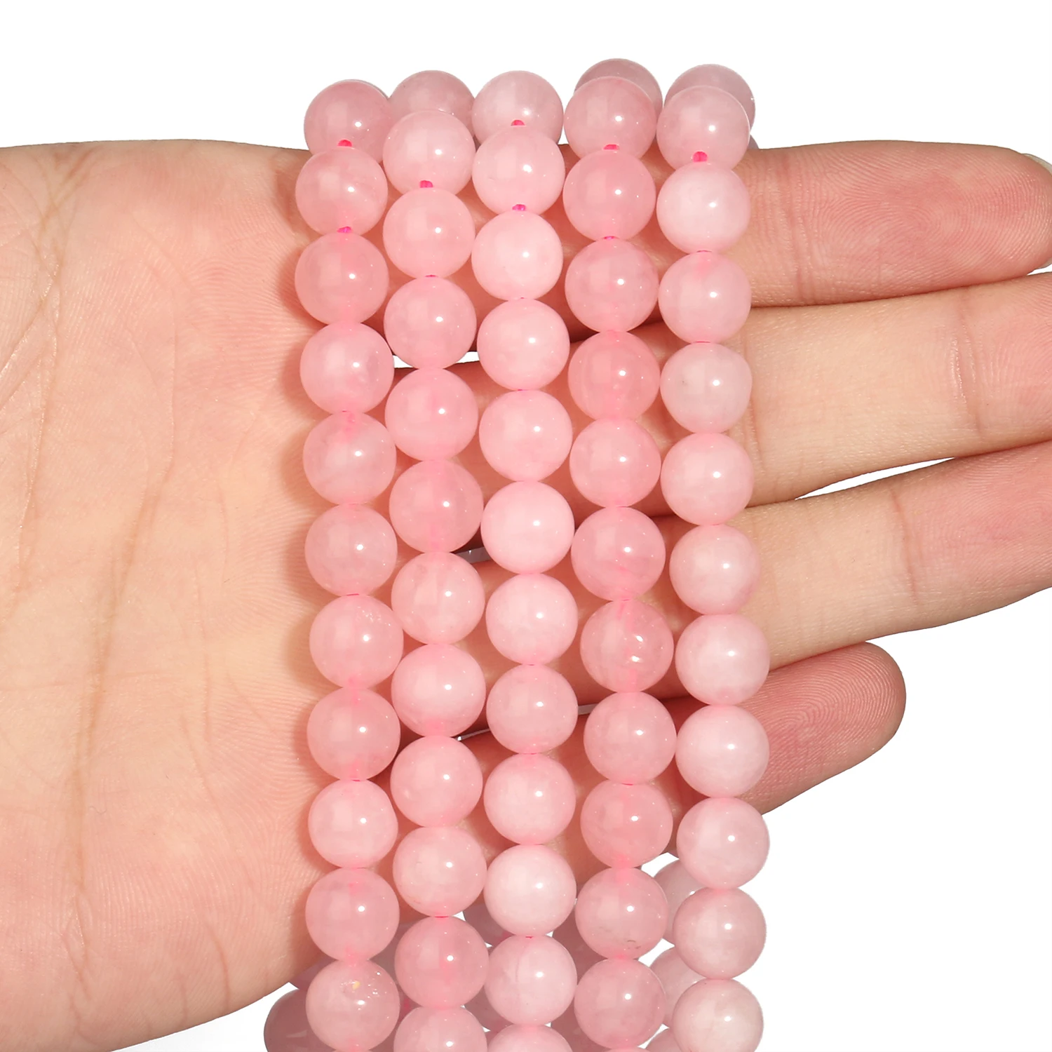 Naturstein Rose Rosa Quarz Kristall Runde Lose Perlen 15''Strang 4 6 8 10 12 MM Pick Größe für Schmuck Machen Diy Armband – Detail 6