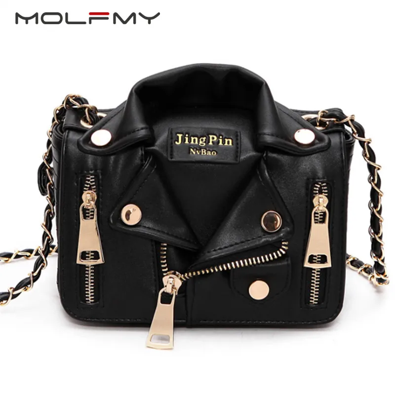 Brand Designer Women\'s Handbag Chain Motorcycle Bag PU Leather Shouder Bag Female Clothing Fashion Jacket Bags Messenger Bags