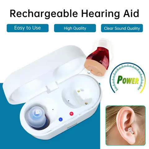 Ear Amplifier In Rechargeable Hearing Aids USB Rechargeable Mini Audifonos In Ear Portable Invisible Adjustable Tone Sound Amplifier for Deafness Drop Shippin