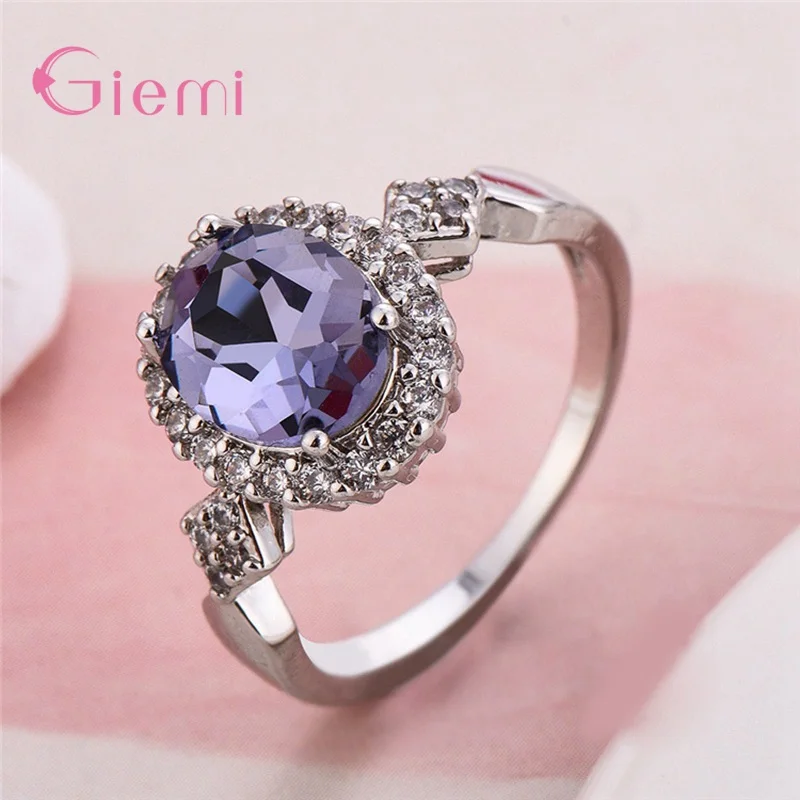 Echte 925 Silber ringe Mode charmante schöne milti color klare Kristalle Ring für Frauen Mädchen Liebhaber Party Schmuck