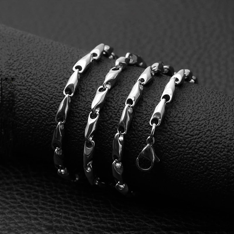 Fashion Titanium Steel Round Melon Seed Chain Tapered Chain Stainless Steel Necklace Men\'s Wild Jewelry Hot Sale