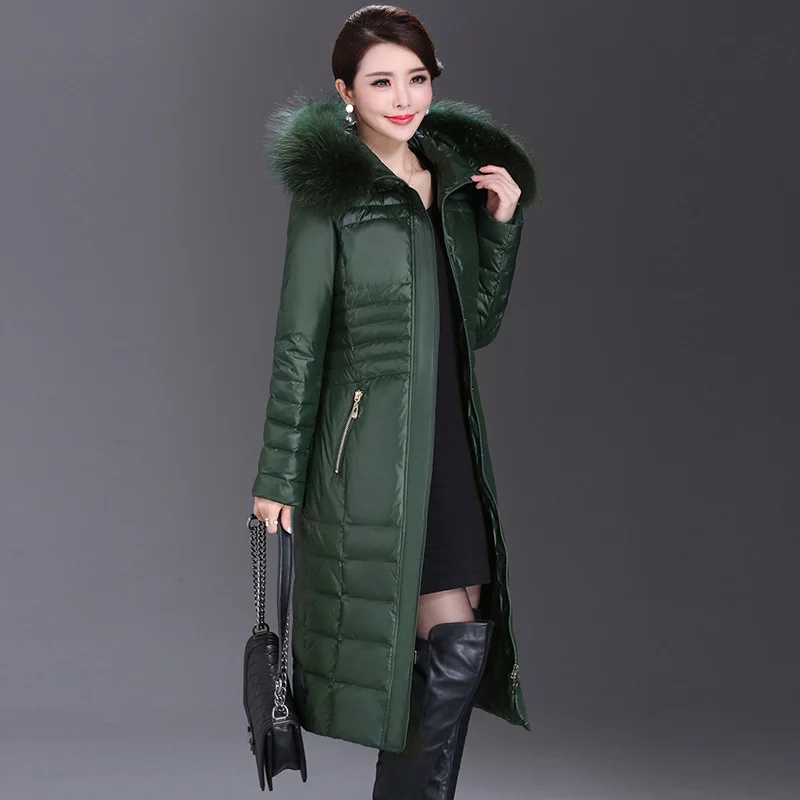 

Plus Size Women's Down Jacket Real Fox Fur Hooded Clothes 2020 Korean Thick Warm Duck Down Coat Ladies Long Overcoat 1608