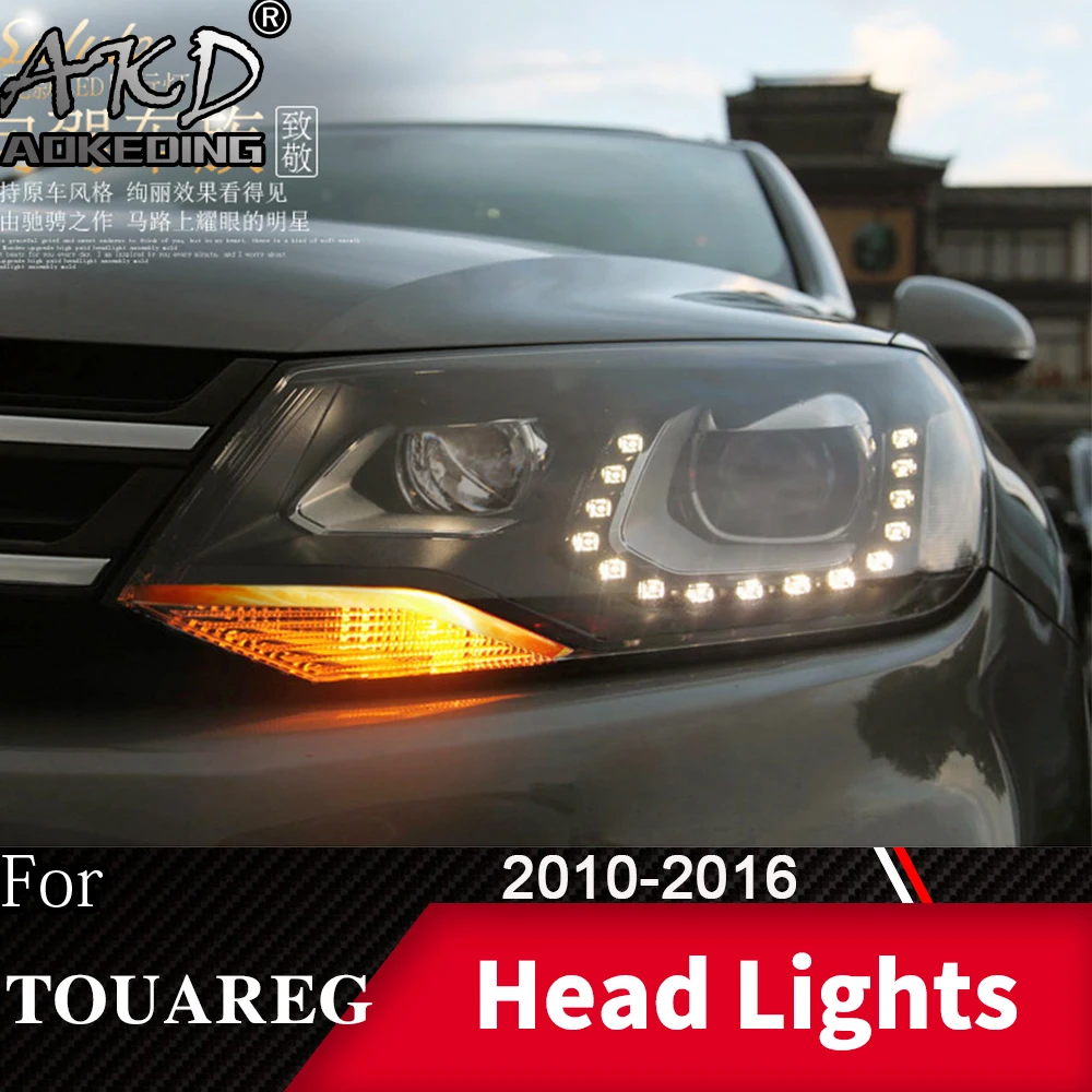 Headlight For VW Touareg 2010-2016 Car автомобильные товары LED DRL Hella Xenon Lens Hella Hid H7 Touareg Car Accessories