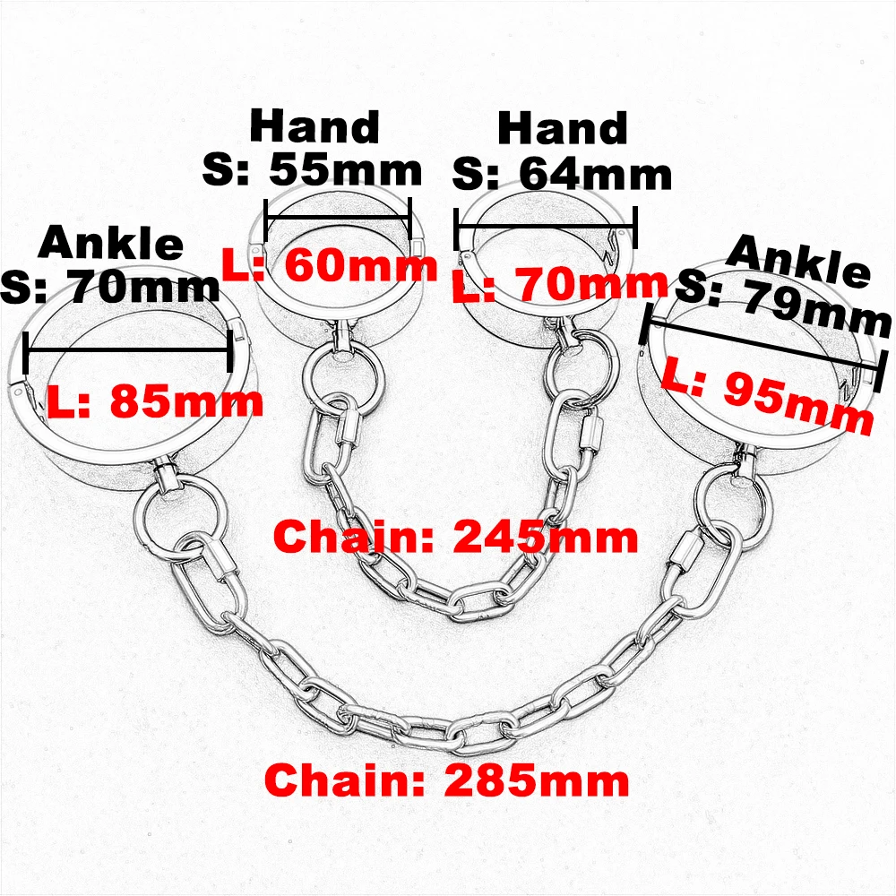 New Metal Bondage Handcuffs Adult Sex Products Slave Games Hand Restraint Fetish Role Playing Sex Toys For Couple SM Ankle Cuffs