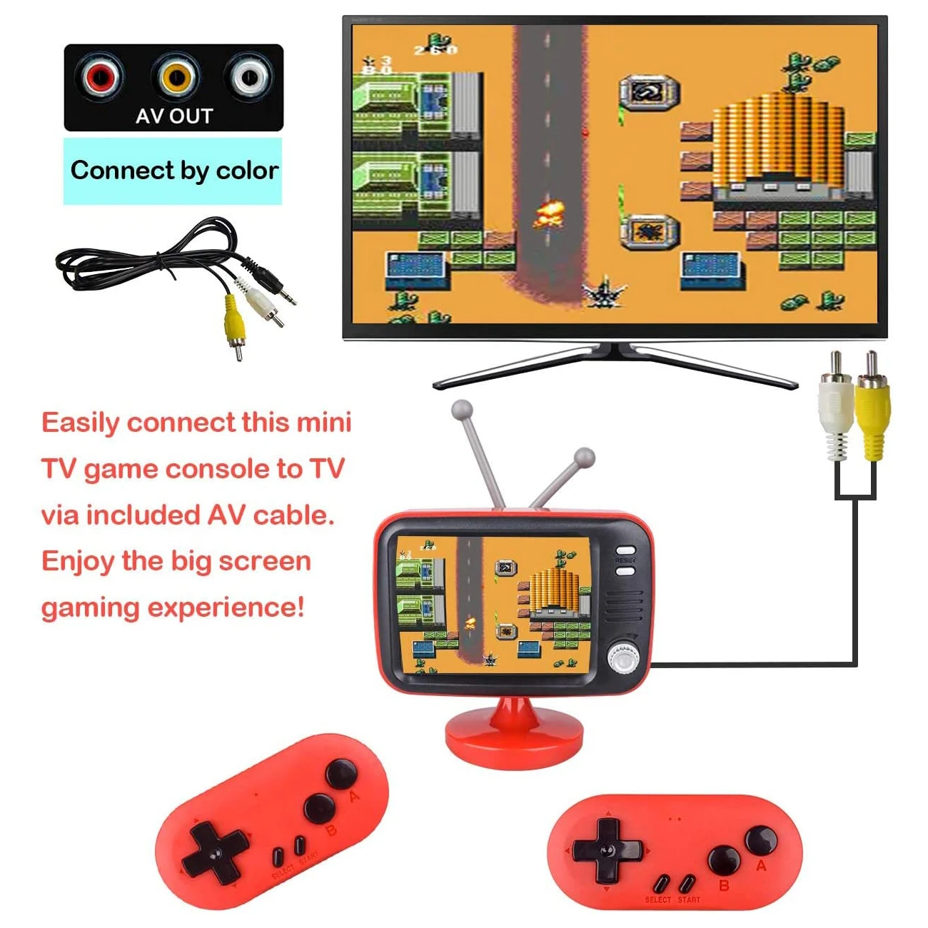 PLAYGO Retro Handheld Spielkonsole video Spiel Player Mit 300 Spiel system Mini TV Stil Spiel Maschine Mit Wireless Controller