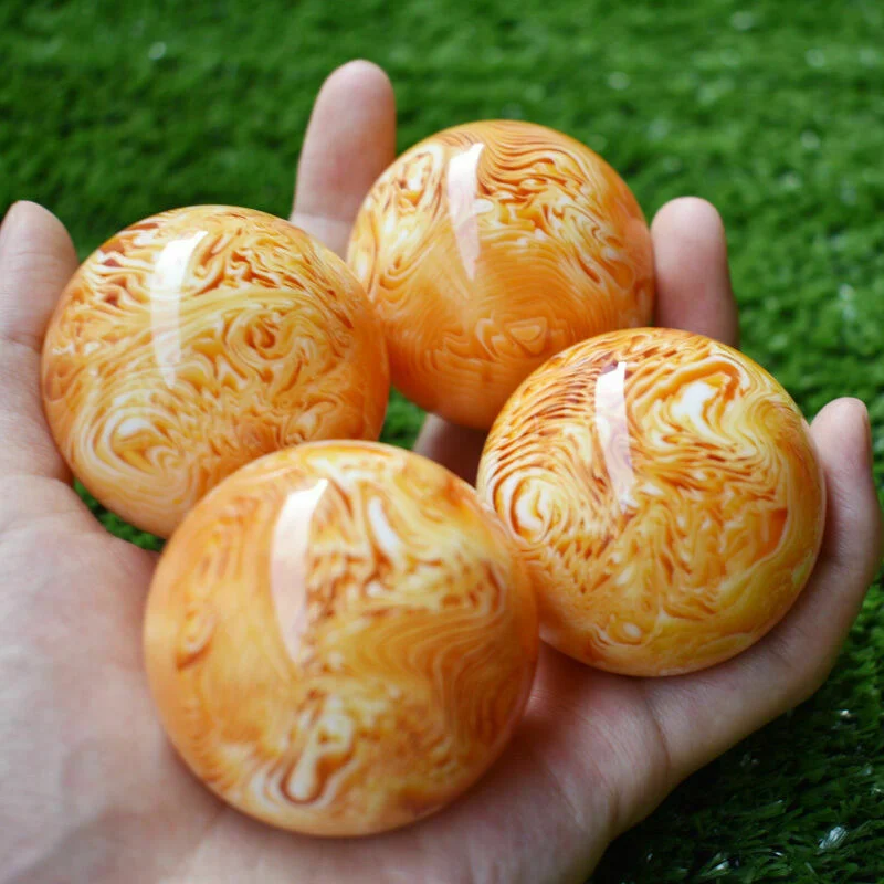 New 50mm Rare Natural Art Amber Beeswax Ball Sphere Healing Home Decor+Certificate