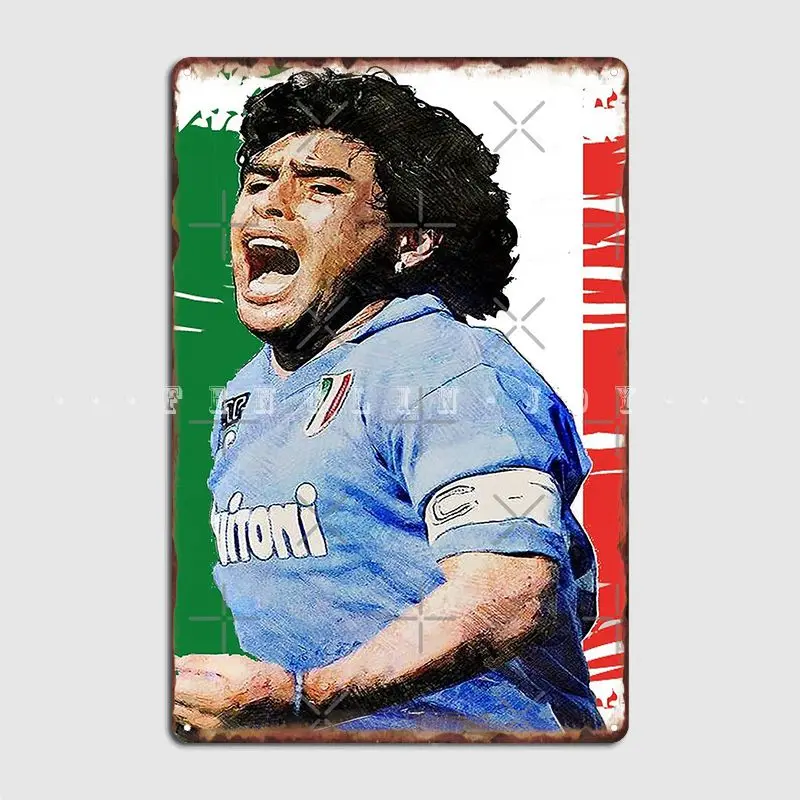 Diego Armando Maradona Napoli Italia Flag Design Poster Metal Plaque Wall Mural Mural Classic Painting Décor Tin Sign Poster