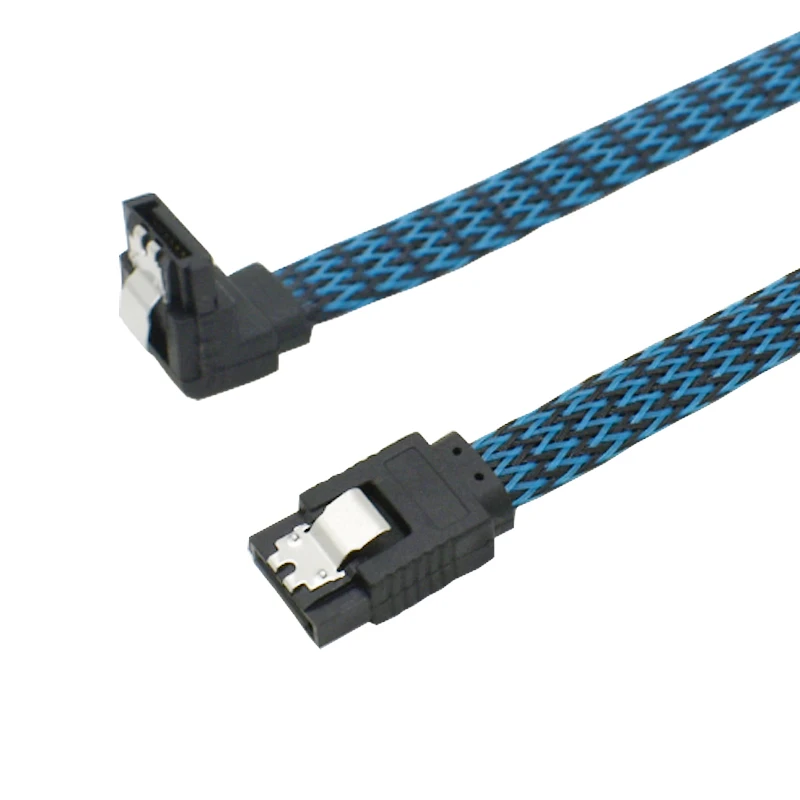 Lingable SATA 3.0 III Right Angle 90 Degree SATA3 7pin Data Cables SSD Cabo HDD Hard Disk Drive Cable with Nylon Sleeved