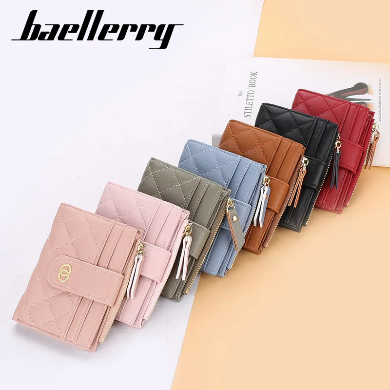 Women Leather Wallets High Quality Short Card Holder Small Wallet Hasp Purses Zipper Coin Purse Folding Money Wallets for Women