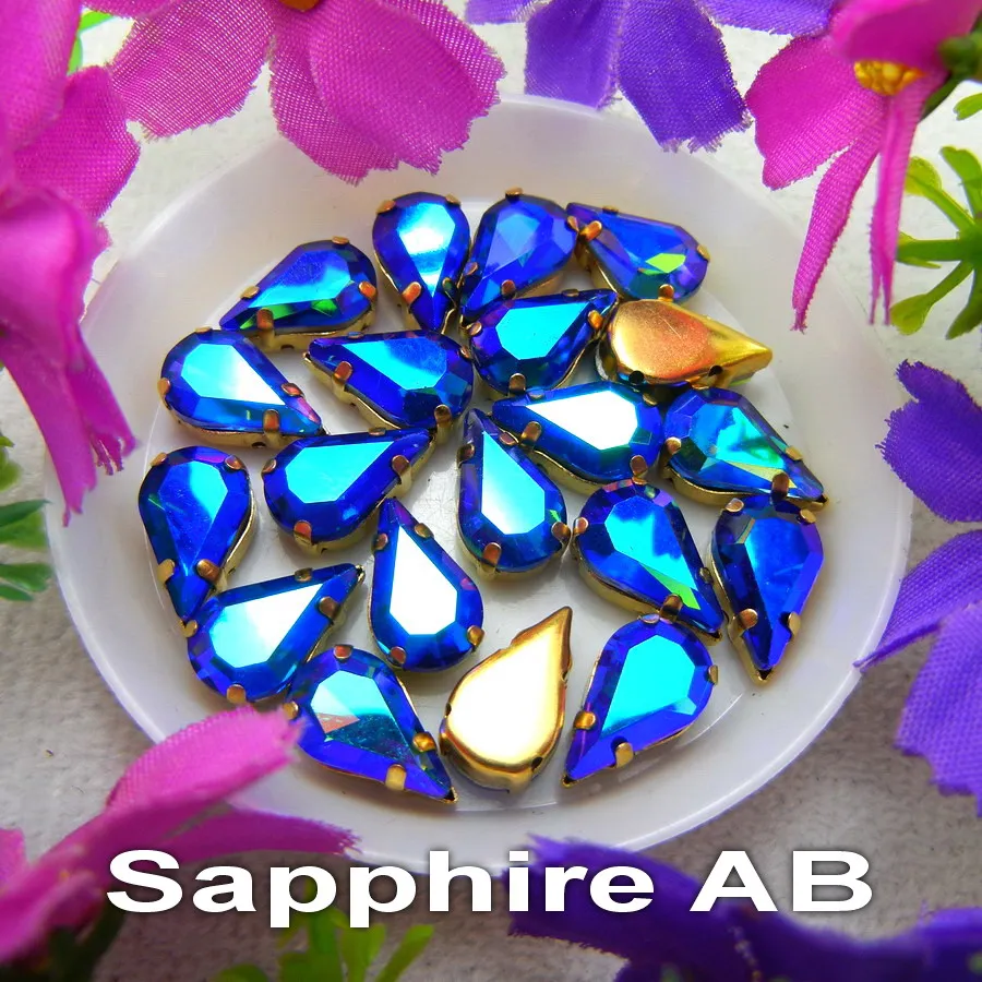 AB Colors Gold Claw Settings 3*6mm 6*10mm 8*13mm Wassertropfen Birnenform Glaskristall Aufnähbare Strassperlen Zubehör DIY – Detail 6