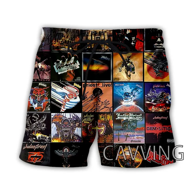 CAVVING-pantalones cortos de playa con estampado 3D para hombre y mujer, ropa de calle informal de secado rápido, banda de Judas Priest Rock, para