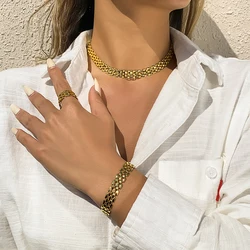 IngeSight.Z Vintage Multi Row Chunky Thick Wide Choker Necklaces Collar Gold Color Chain Clavicle Necklaces for Women Jewelry