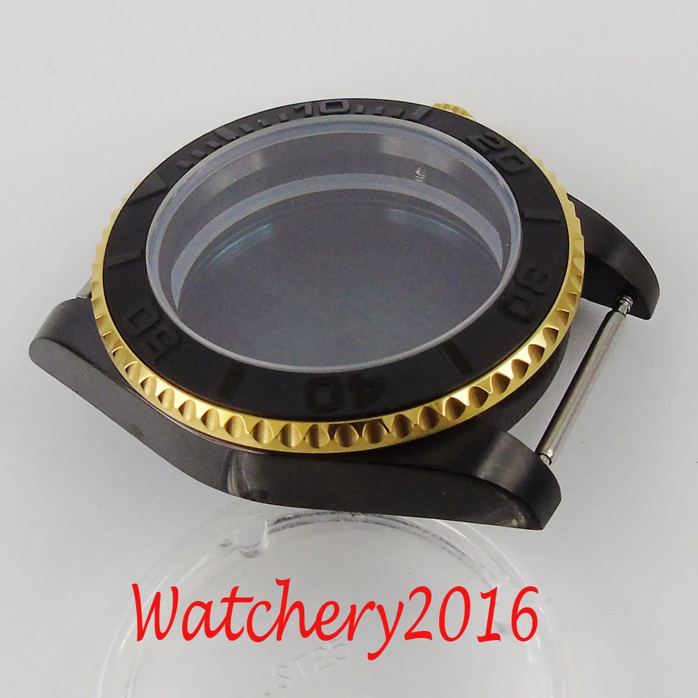 New Arrival High Quaity PVD Coated Watch Case Fit NH35 NH36 no Magnifier Black Ceramic Bezel Insert Watch