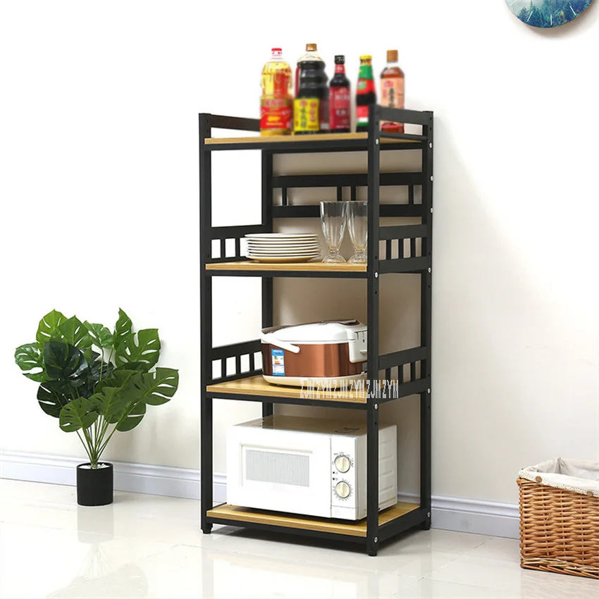 

8161 Kitchen Floor Type Simple Microwave Oven Shelf Household Multifunctional Multilayer Particle Board Steel Frame Storage Rack