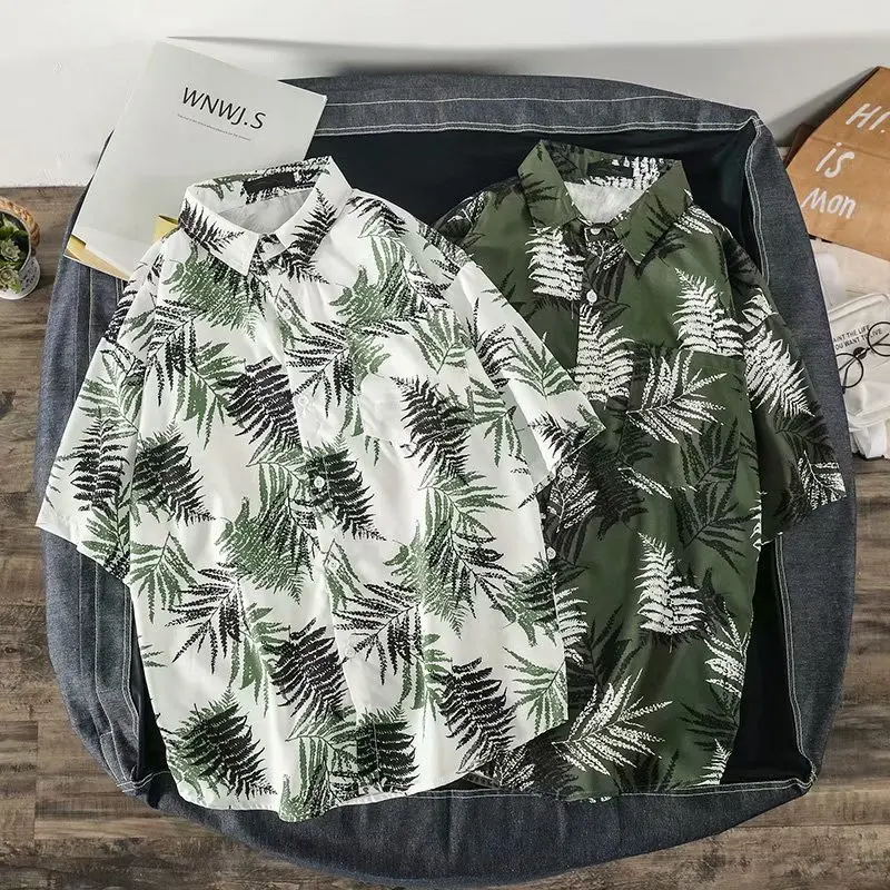 Chemises hawaïennes à imprimé Floral pour hommes, à col rabattu, à manches courtes, décontractées, à boutons, Streetwear, chemises de plage, M-3XL