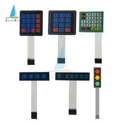 1PCS 2 3 4 6 12 16 20 Key Button Membrane Switch 3X4 4x4 4X5 Matrix Array Keyboard Keypad with LED Control Panel Pad DIY Kit