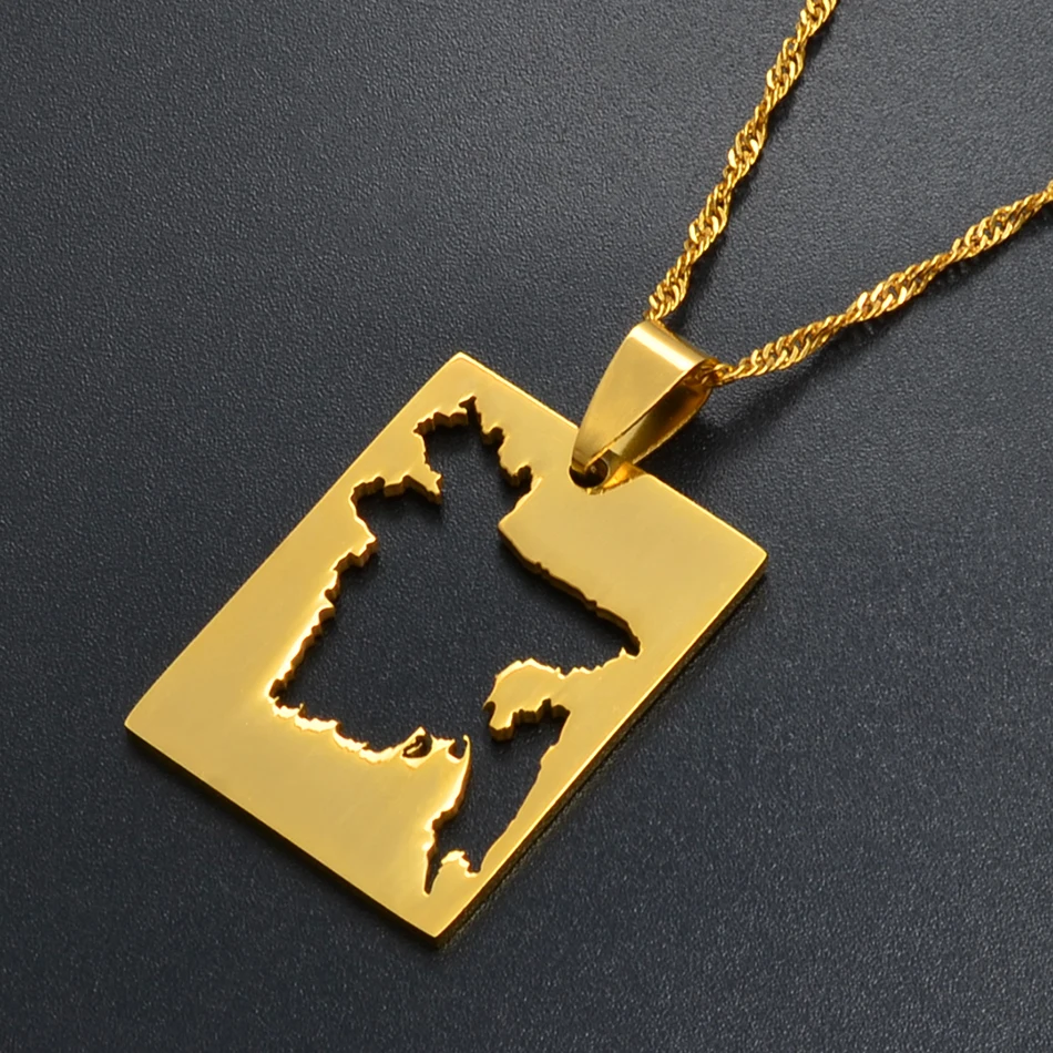 Anniyo Bengal Country Map Pendant and Thin Necklace Gold Color Jewelry Bangladesh Maps of Bengalese Patriotic  #018421