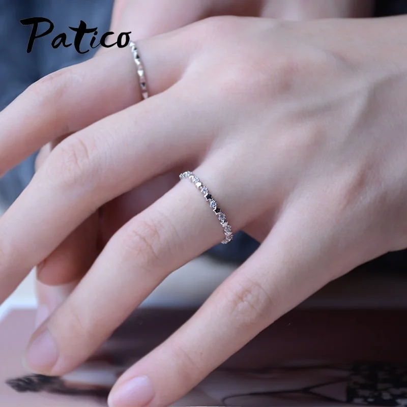 Genuine Star Real 925 Sterling Silver Needle Jewelry Trail Stackable Wedding Finger Stars Ring New Fashion Style For Women Rings