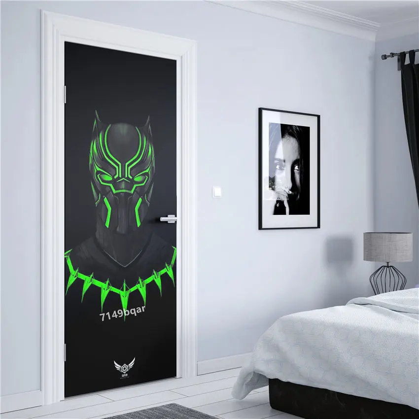 Marvel Super hero Black Panther Spiderman watercolor abstract style Nursery Kids Room quality wall art Bedroom Door stickers