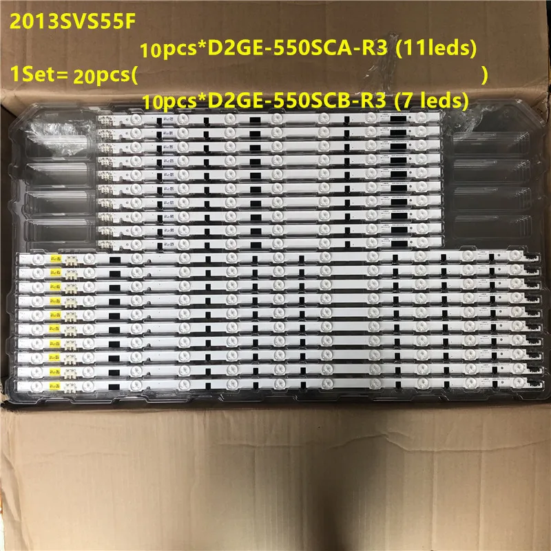 20PCS LED Backlight strip 11+7Led 2013SVS55F D2GE-550SCB-R3 D2GE-550SCA-R3 For UA55F6300 UA55F6400 UA55F6800 UN55F6800 UE55F6170