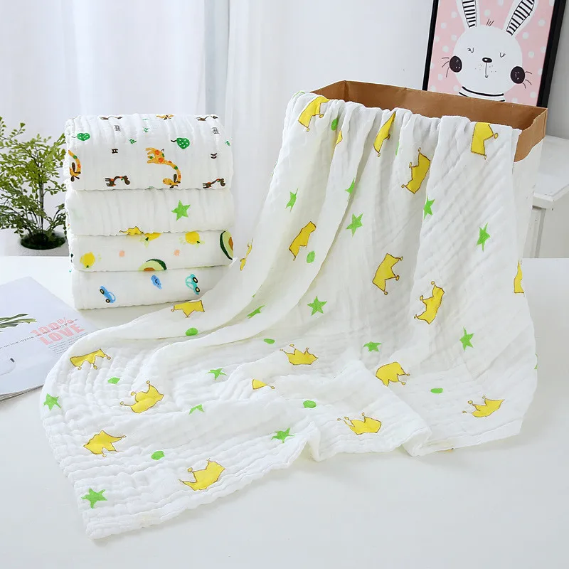 6-layer cotton double-layer warm baby blanket and bath towel-tulle baby swaddle blanket-105x105 cm multi-color optional