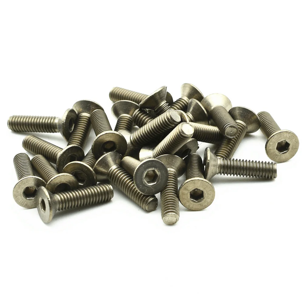 Titanium Bolt M4x10 15 20 25 30 35mm Flat Head Hexagonal Socket Original Not Polished Gr2 Ti Bolts Titanium Screw Fastener