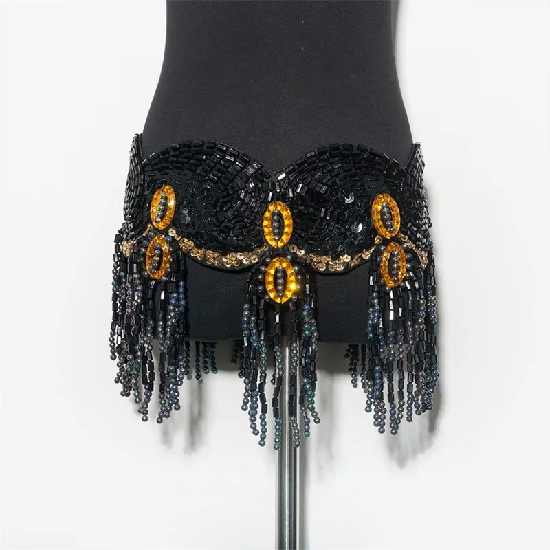 Fringe beaded belt sequin belly dance belts stage Women belly dancing belt belly dance costume belly dancing hip belt dancewear