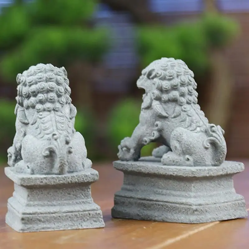 Fo Shui Feng Miniatura Estatueta, Cães De Pedra, Decoração de Escultura Guardião Chinês Prosperidade, Par Fu, Figurinhas, Estátua