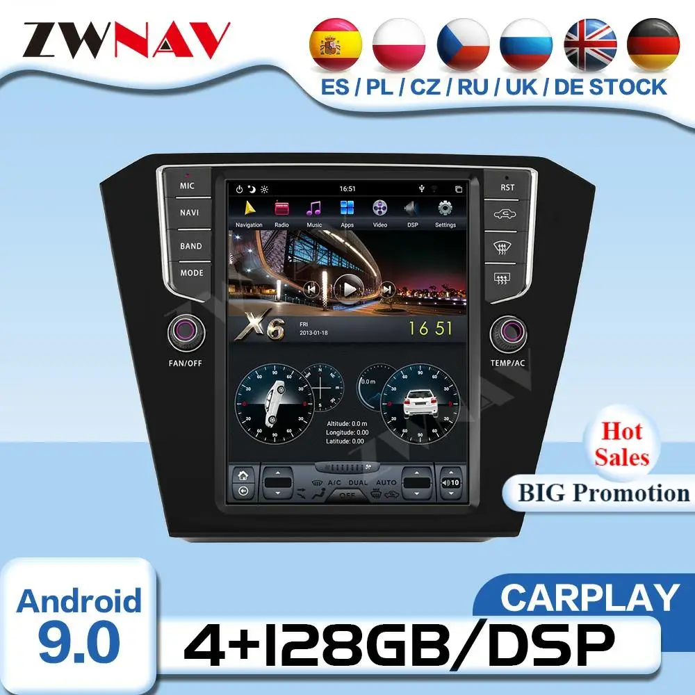 1 DIN Tesa- Screen Android Video Player For VW VOLKSWAGEN Magotan 2017 GPS Navigation Radio Receiver Auto Audio Stereo Head Unit