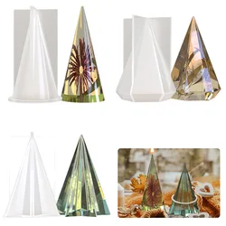 DIY Crystal Epoxy Resin Mold Six Sides Theme Cylindrical Cone Candle Pendulum Decorative Jewelry Silicone Mold