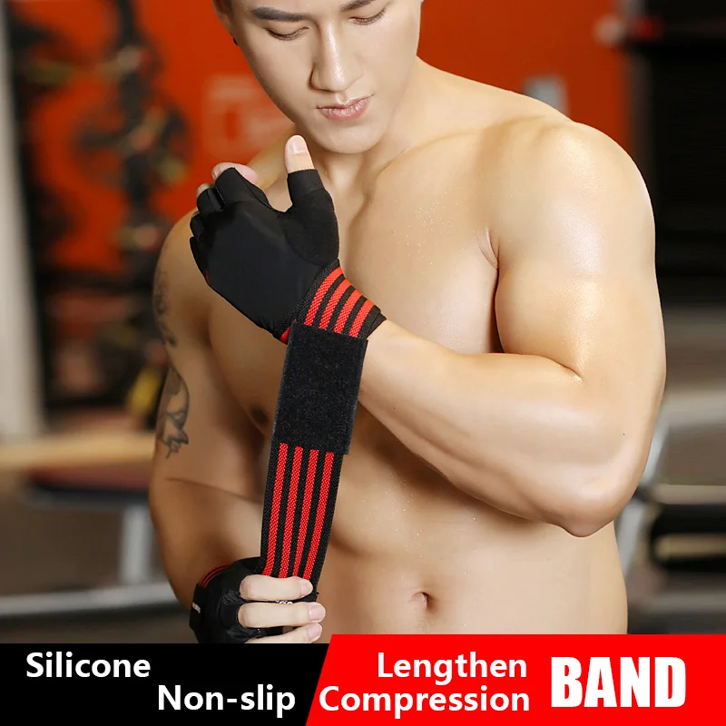 Wrist Protector Compression Band Half Finger Gym Weightlifting Gloves Outdoor Sports Breathable Gloves