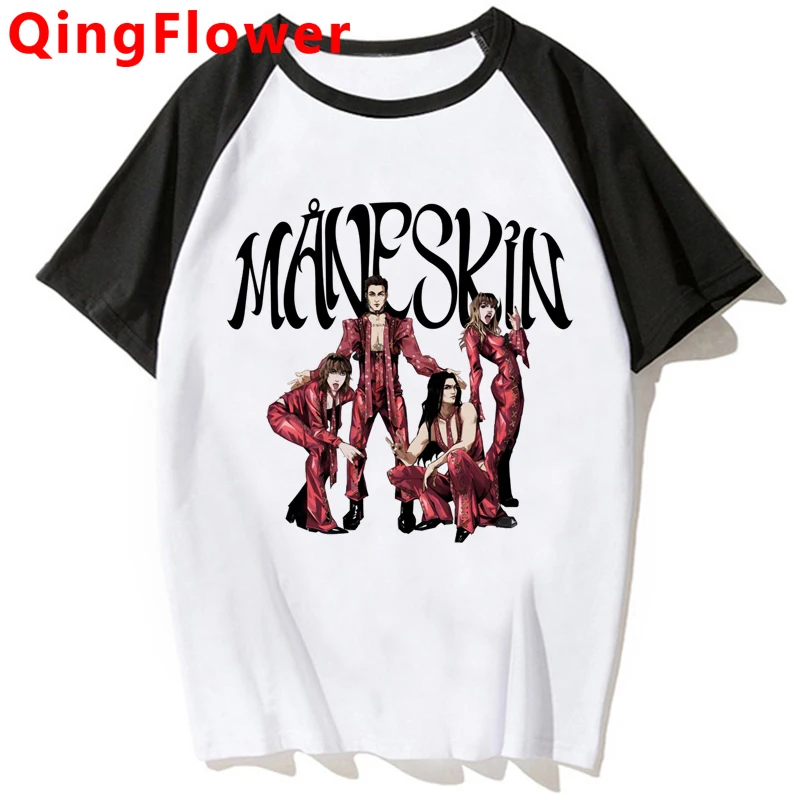 Hip Hop Rock Punk Maneskin Eurovision Italia T Shirt Men Harajuku Graphic Cartoon T-shirt Anime Funny Tshirt 90s Top Tees Male