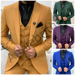 Tailor-Made Costumes Men Classic Suit Set 3 Piece Groomsman Wedding For Man 2021 Dress Slim Fit Custom Made Costume Homme