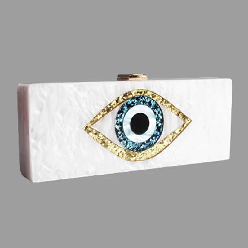 Marbling pearl white evil eye  Acrylic Purse Box Clutch Luxury Handbags Women Bga Designer Messenger Beach Travel Summer Acrylic