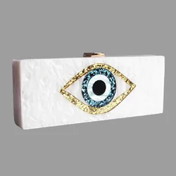 Marmurkowa biała perła evil eye akrylowa torebka Box Clutch luksusowe torebki damskie projektant Bga Messenger plaża podróż lato akryl